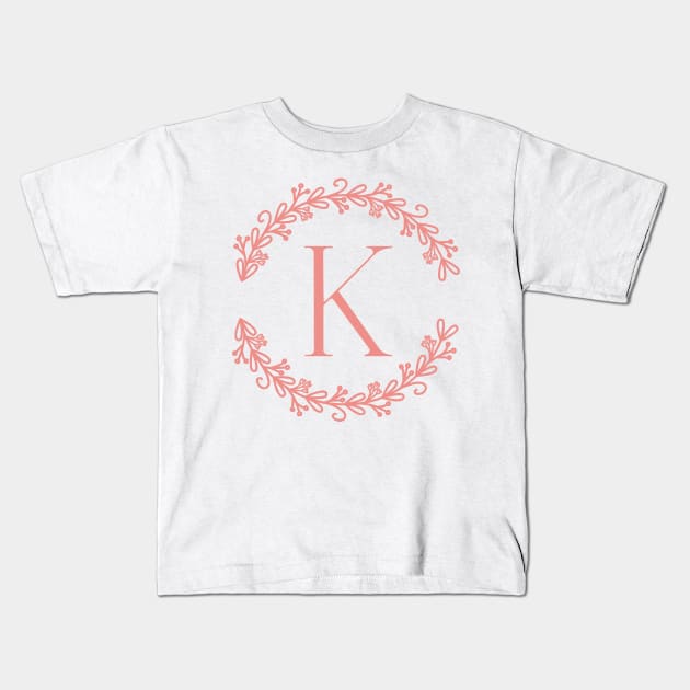 Pink Monogram- Letter K Kids T-Shirt by RosegoldDreams